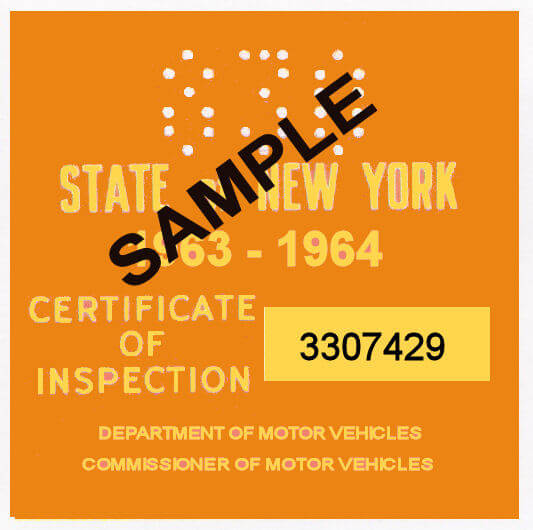 Modal Additional Images for 1963-64 New York INSPECTION Sticker